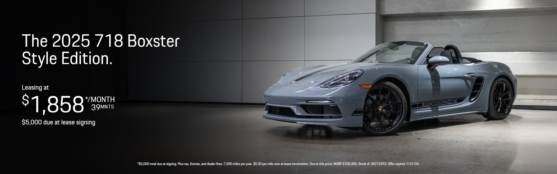 2025 718 Boxter Style Edition Lease Special Banner