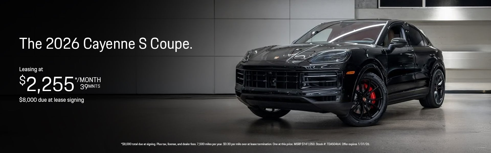 2026 Cayenne S Coupe Lease Special Banner