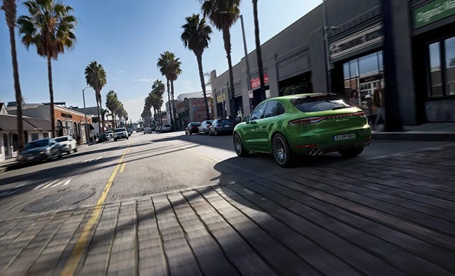 Green Porsche Macan View of the Back San Francisco CA